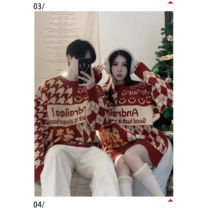 1506-1/MMY311/P48高级感情侣装本命年红色毛衣男女情侣同款时尚,男装针织衫/毛衣,星座1506-1