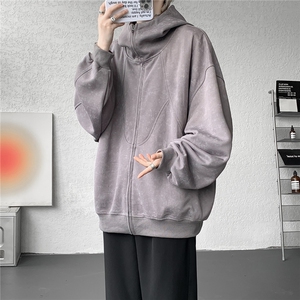 特批扎染连帽开衫卫衣男美式重磅解构拼接脏脏拉链外套KS007-TP68图片