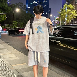 套装！ 华夫格套装短袖T恤短裤男 TZ226-特P 38图片