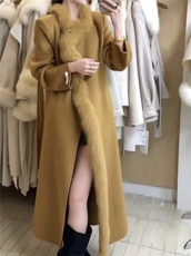 【依嘟】高级感2026年新款毛领收腰长款超好看羊毛外套(配腰，女装双面呢大衣，依嘟服饰