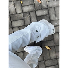 高街白色工装牛仔裤男秋冬款加绒小众设计直筒阔腿裤，男装牛仔裤，四季星座505