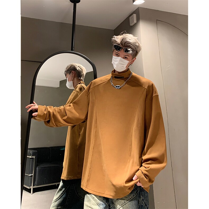 半高领长袖卫衣男秋季宽松休闲套头t恤打底衫 XZ514-2-24230-P48图片
