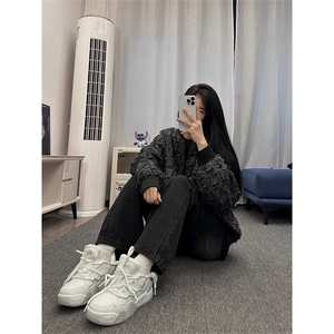 美式hiphop牛仔裤修身直筒微喇叭裤 控价68图片