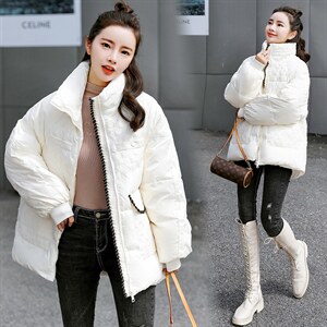 羽绒服女款冬2021年新款加厚面包服立领时尚宽松冬季外套潮图片