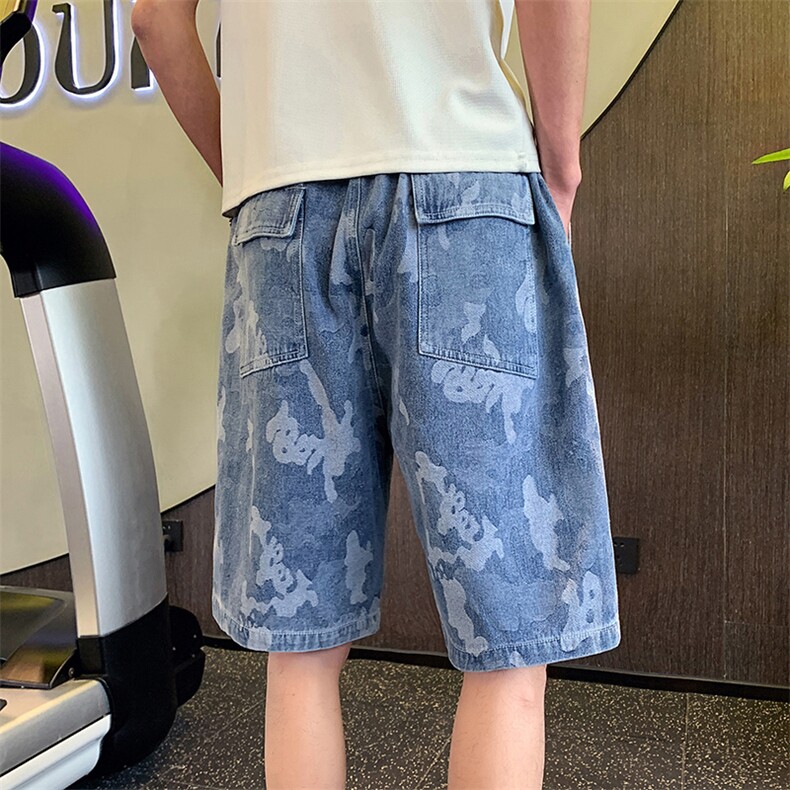 2025新款夏季牛仔短裤男潮牌休闲宽松运动男士短裤A313-1-K72-P68,男装牛仔裤,电商A313-1