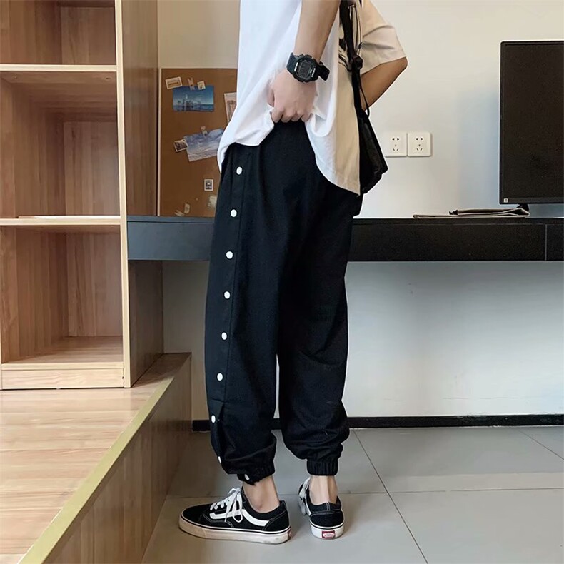 运动裤男宽松篮球排扣cba训练长裤中性休闲束脚潮牌卫裤子k2-p40图片