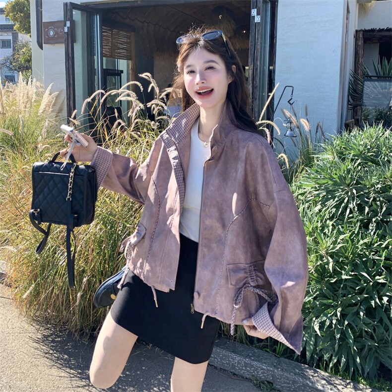 已出大货【26春新款】晕染皮外套2D001-6751-P175-K288,女装短外套,2D001