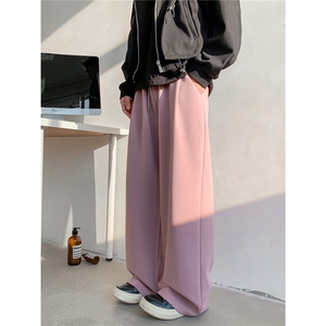 弹力高垂感休闲裤男长裤弯刀裤运动裤暗酒红KD663-P50图片