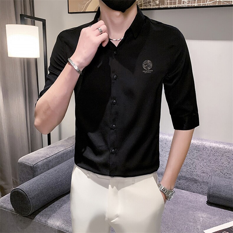 B216CS249P502025夏装新款男士中袖印花衬衫社会风,男装衬衫,电商B216（原B302）