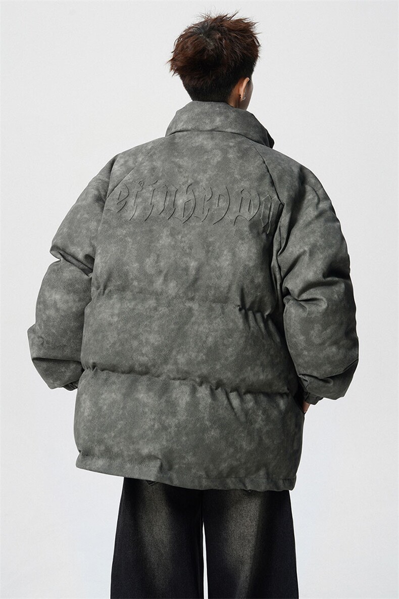 PU皮复古做旧钢印大码M-5XL棉衣男MY77096P130控198抖控228,男装棉衣,星座227-7