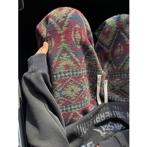 8XL-M羊羔绒裤子男冬季加绒加厚民族风重磅针织棉裤大码KZ023P78图片