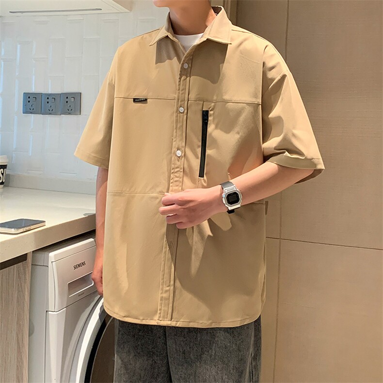2024夏季青少年工装多口袋衬衫百搭短袖衬衫直播品质图片