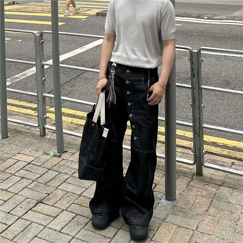 美式复古水洗牛仔裤男款直筒宽松弯刀阔腿痞帅裤子潮流百搭NZ7024,男装牛仔裤,星座516A