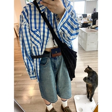 【有货】cleanfit蓝白格子衬衫男美式复古长袖衬衣N316LL-特P45，男装衬衫，星座1007（原301D）