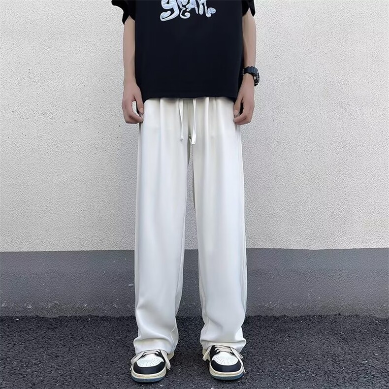 冰丝裤子男夏季薄款黑色西裤垂坠感高级感痞帅拖地休闲裤直筒速干,男装西裤,星座506A