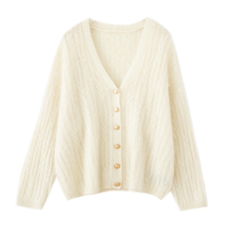 2025年秋季时尚百搭通勤简约休闲星芒开衫，女装羊绒衫，万品羊绒