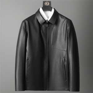 ZC2231秋冬新款真皮皮衣男牛皮夹克翻领商务外套P470,黑衣服外套搭配什么裤子好看图片欣赏图片