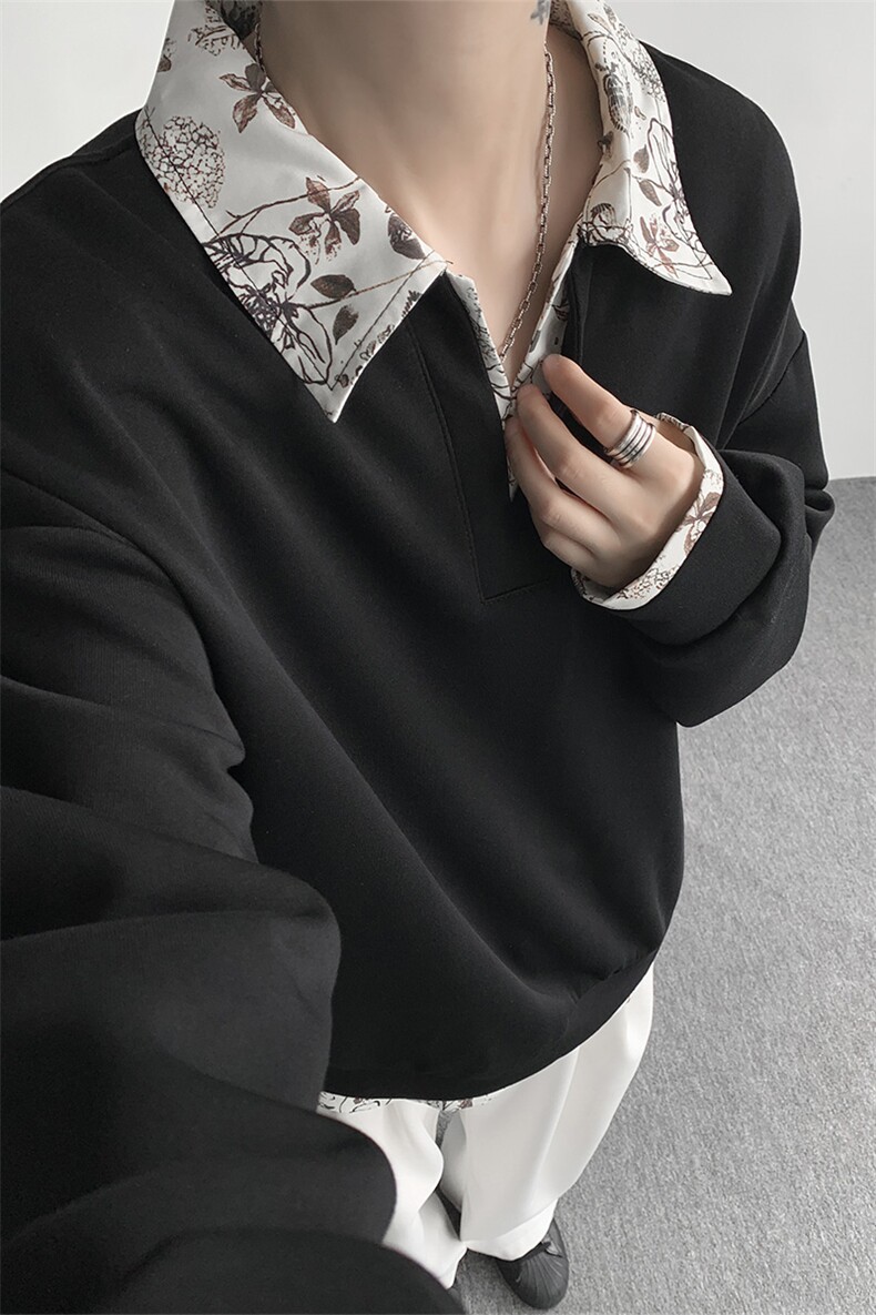 秋冬男士韩系老钱风假两件卫衣宽松拼接休闲上衣外套特P50,女装短外套,电商B319