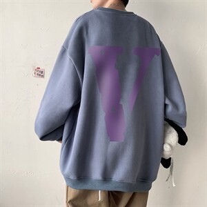 WY71 紫色大V  圆领卫衣 中性港风 P45 控68图片