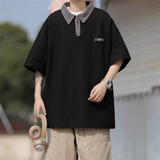 POLO衫男韩版潮流拼色痞子帅气2023夏季新款ins宽松t恤WB043-P30，男装Polo衫，星座412-2