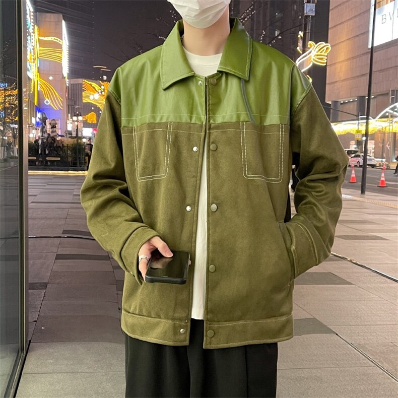 撞色拼接工装夹克港风秋冬季牛仔外套男宽松痞帅上衣JK677,男装夹克,星座1116A-1（原606A）