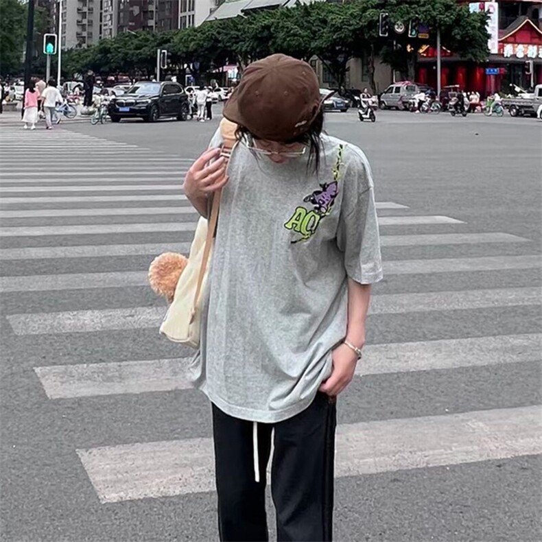 万针全刺绣工艺高品质260克双纱纯棉美式高街短袖T恤特P33,男装T恤,电商A486