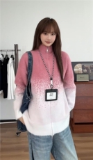 撞色开衫针织衫渐变仿貂毛保暖情侣男女款5Q3071-TP65118，男装针织衫/毛衣，电商A102