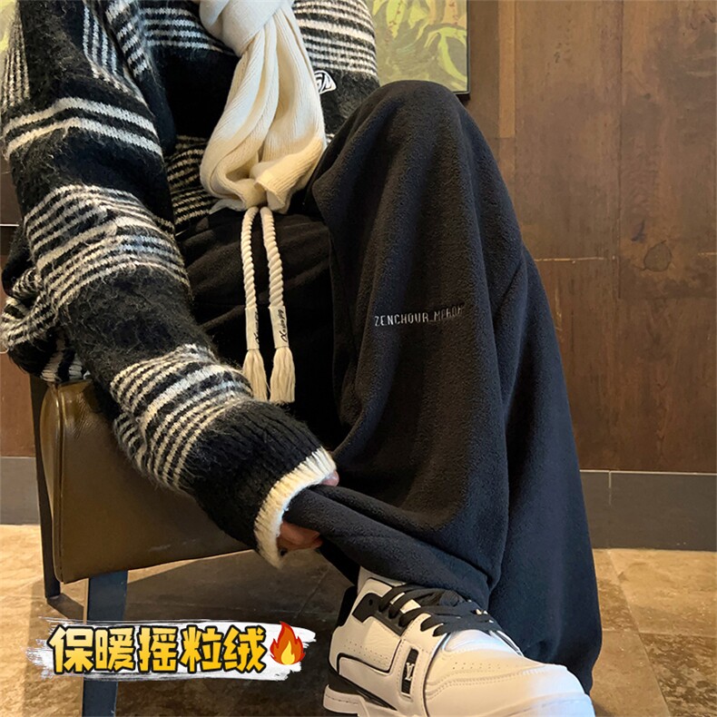 摇粒绒休闲裤D2211-TP45控价58可束脚加厚宽松保暖加绒长裤图片