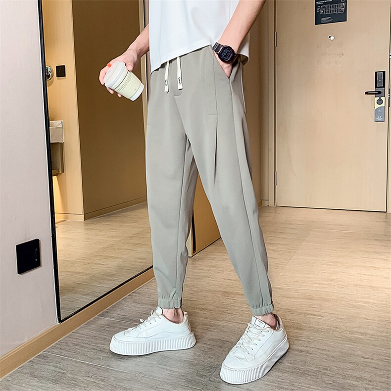 春夏新款纯色休闲裤 宽松束脚大码运动裤潮社会小伙508K11P45图片