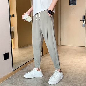 春夏新款纯色休闲裤 宽松束脚大码运动裤潮社会小伙508K11P45图片