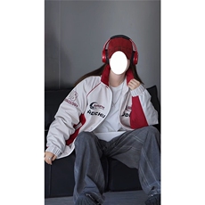 抖音视频截图只展示大货印花立领机车潮牌棉服77950特P85，男装棉衣，星座226-2