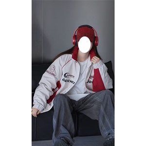 抖音视频截图只展示大货 印花立领机车潮牌棉服77950特P85图片