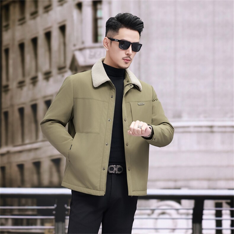 现货新标90绒中青年轻薄羽绒服外套男士羊羔毛领羽绒服夹克,男装夹克,钱塘723