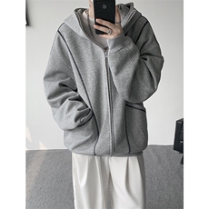 美式重磅立体硬挺卫衣男春秋潮牌设计感连帽开衫廓形外套KS004P68，男装卫衣，电商B312
