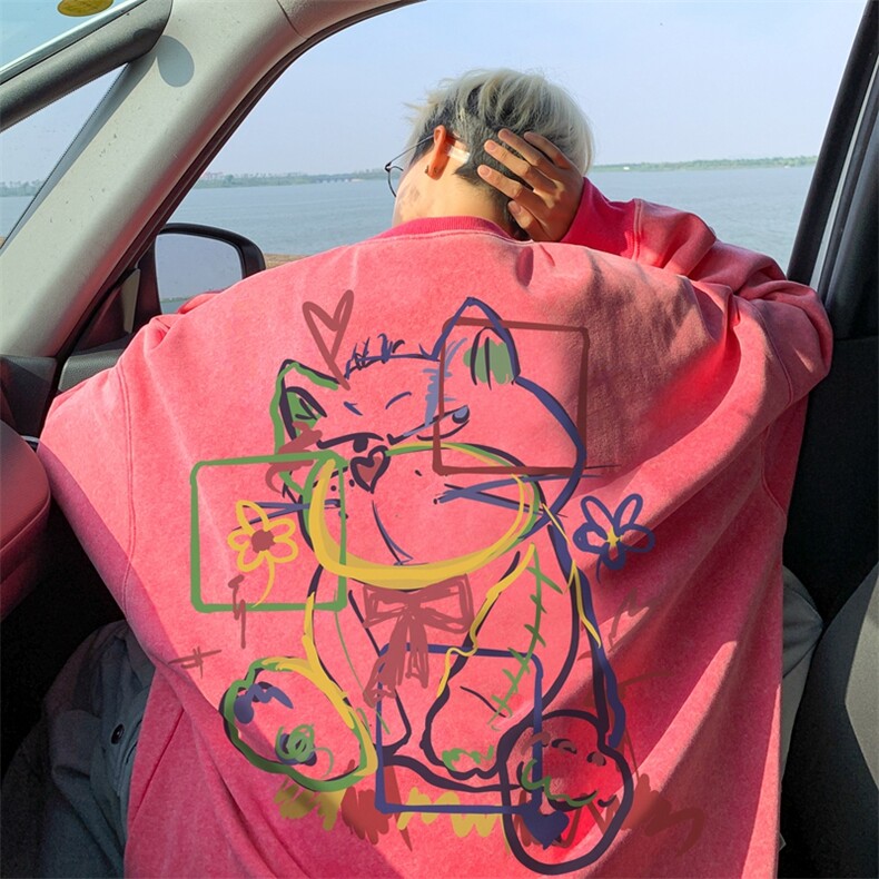美式潮牌重磅水洗做旧圆领卫衣力推大码男XZ517A-2-Y7740-P58,男装卫衣,星座517A-2