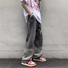 2023秋季美式高街炸街涂鸦油漆牛仔裤男泼墨N3057P45，男装牛仔裤，星座1116-2