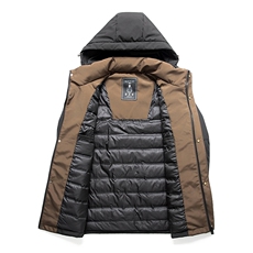 男短款羽绒服冬季保暖爸爸中老年冬装连帽可拆卸外套HO23116-P220，男装羽绒服，星座1105-3