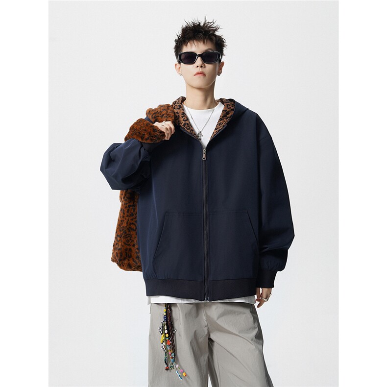 可二开豹纹元素大码M-5XL连帽夹克男聚酯纤维JK78091P69控108，男装夹克，星座227-7