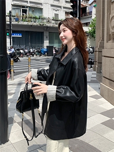 2025新款时髦复古夹克秋季女潮皮衣外套223-1385图片