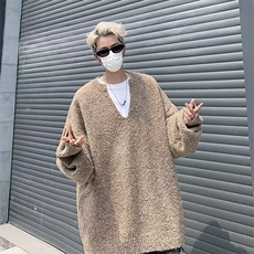 小众高级感V领落肩针织衫毛衣男装秋冬季休闲外穿毛线衣M5695/P65，男装针织衫/毛衣，星座506