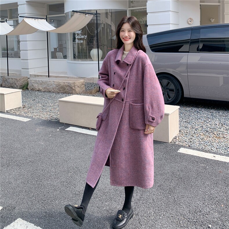 8677紫色长款羊绒大衣送包包8677-P275-k408,女装羊绒大衣,2C232