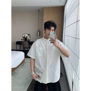 夏季短袖衬衫男夏季百搭休闲立领中式衬衣宽松韩版潮LC30188-P39图片