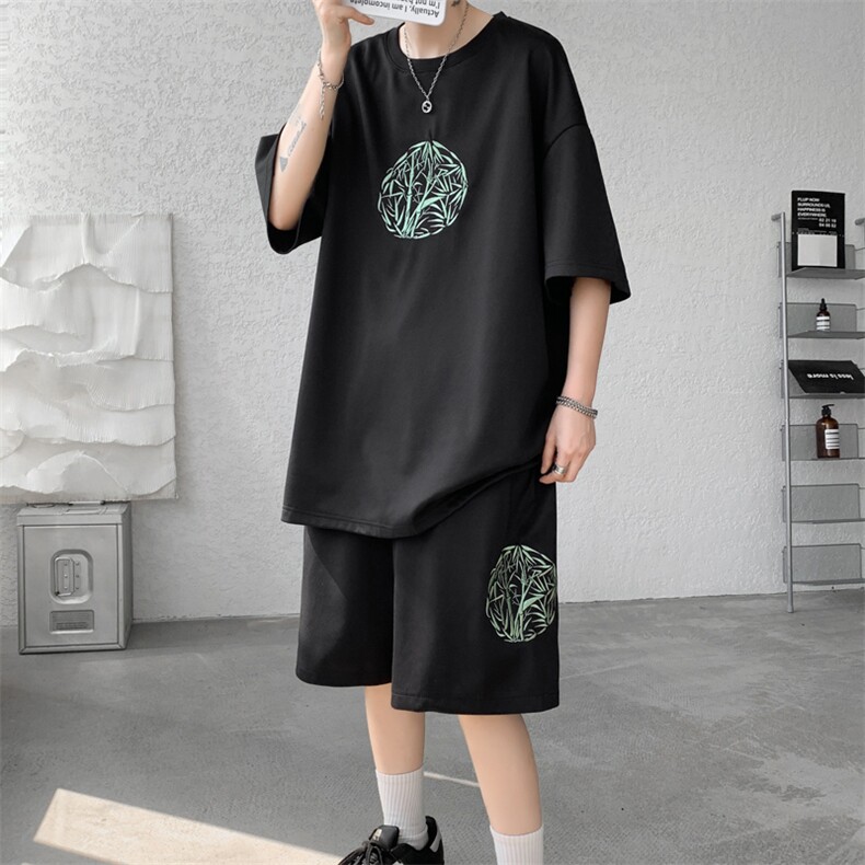量大优供视频菠萝格套装刺绣短袖短裤男大码M-5XTZ27-特P48,男装牛仔裤,电商B325