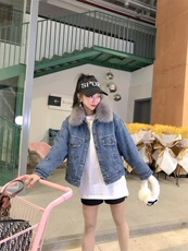 爆版冬款狐狸毛牛仔厚外套，其它，金地雪