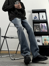 美式vibe风裤子高街潮牌水洗微喇叭牛仔裤修身直筒痞帅长裤，男装牛仔裤，星座310A-4
