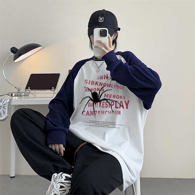 德绒打底DY5306-TP30 控价48 冬季印花宽松上衣男女时尚圆领卫衣图片