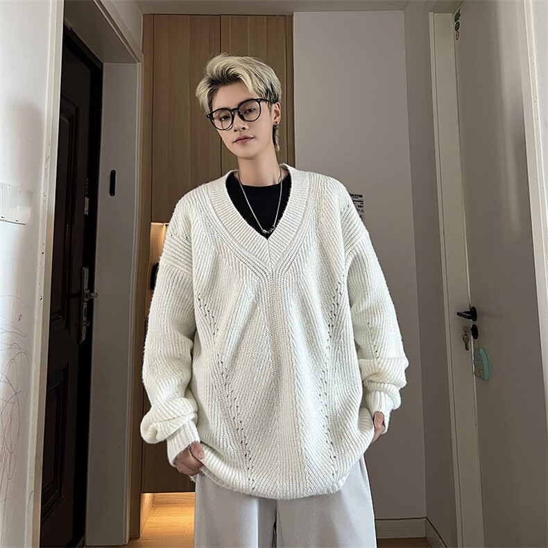针织衫男士韩版潮流高街帅V领帅气2024冬季新款ins毛衣MZ552-P49,男装针织衫/毛衣,星座412-3