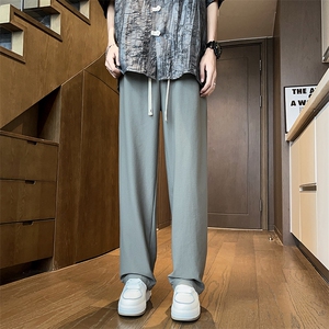 703-K331-P48 夏季凉感锦纶冰丝休闲裤 高品质绉绉条大码长裤图片