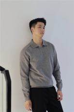 松弛自洽‘老钱风格调混纺极简百搭POLO针织衫长袖H58020/P70，男装针织衫/毛衣，电商A243