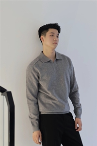 松弛自洽‘ 老钱风格调混纺极简百搭POLO针织衫长袖H58020/P70图片